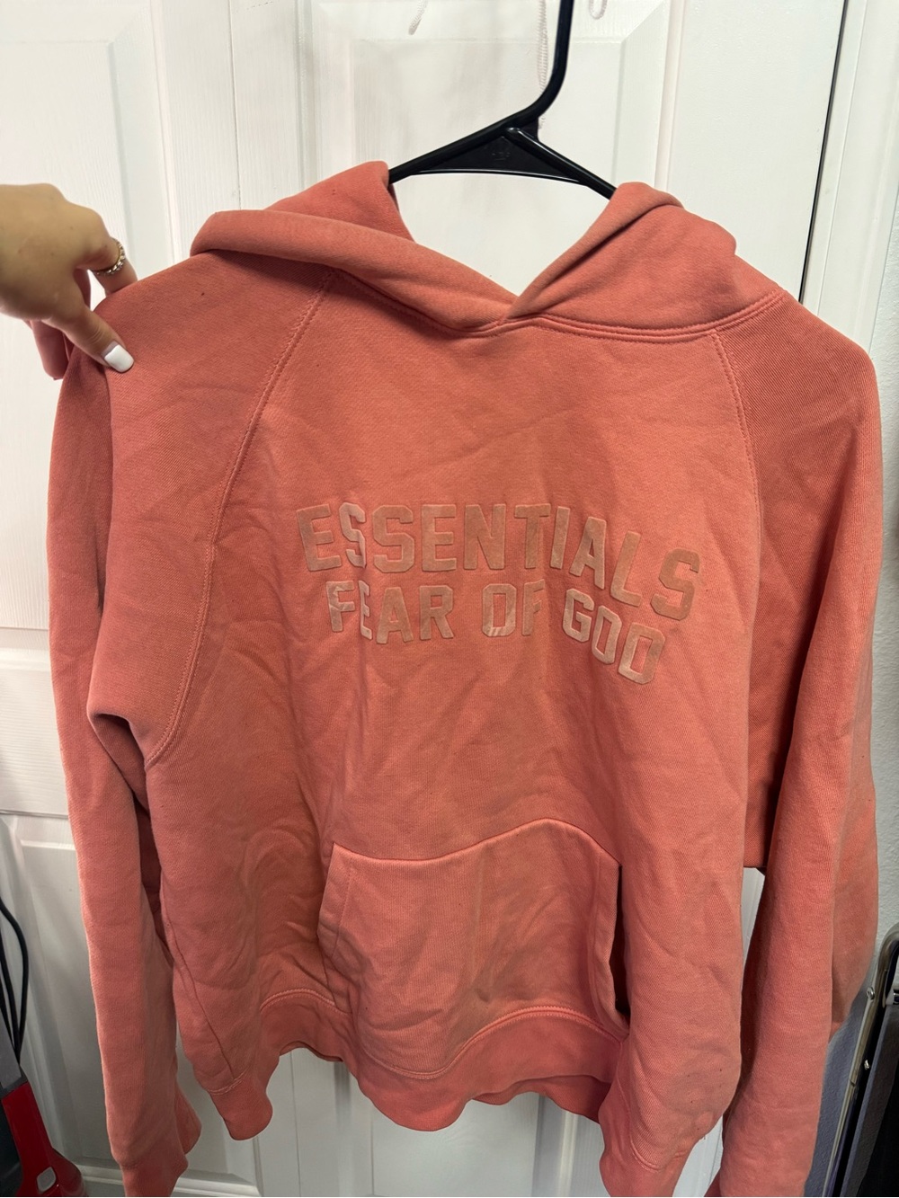 Fear of God Essentials Coral-Pink Crewneck Hoodie - Women